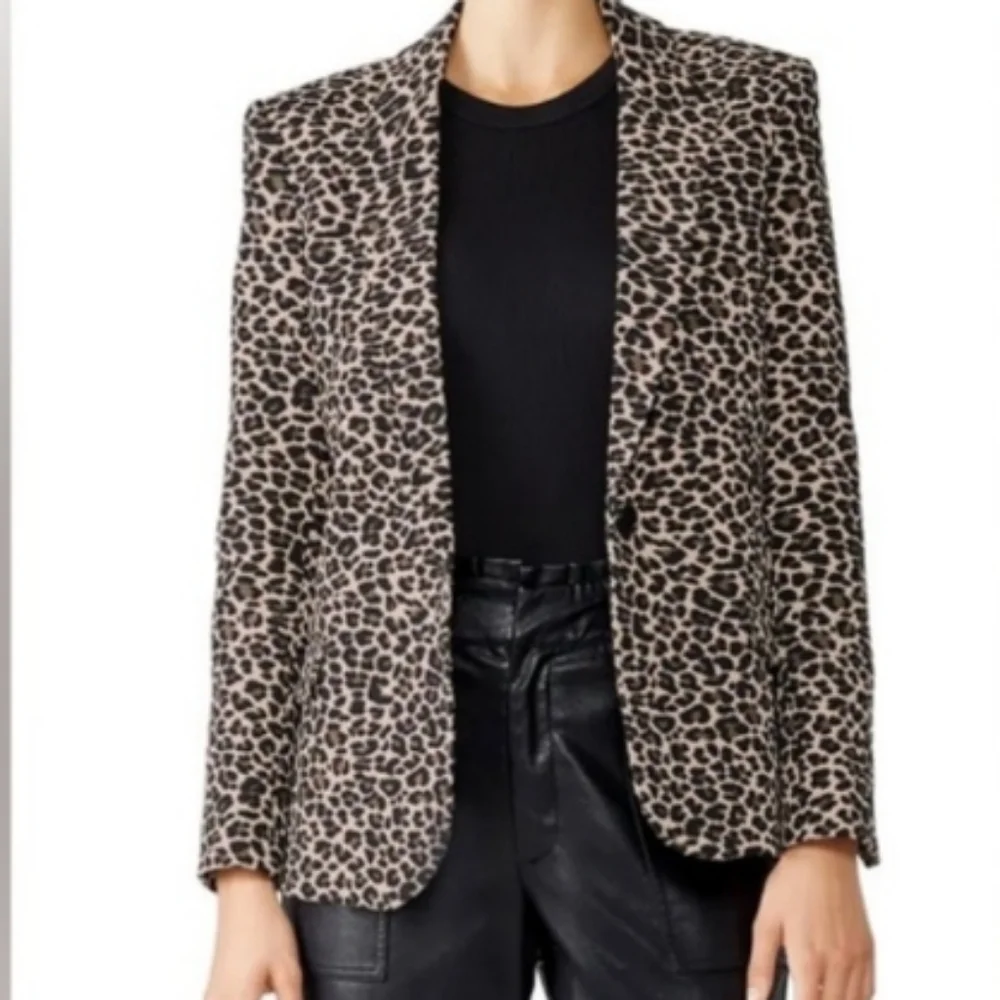 Zadig & Voltaire (Size 36) Animal Print Button Interior Lined LS Blazer Jacket